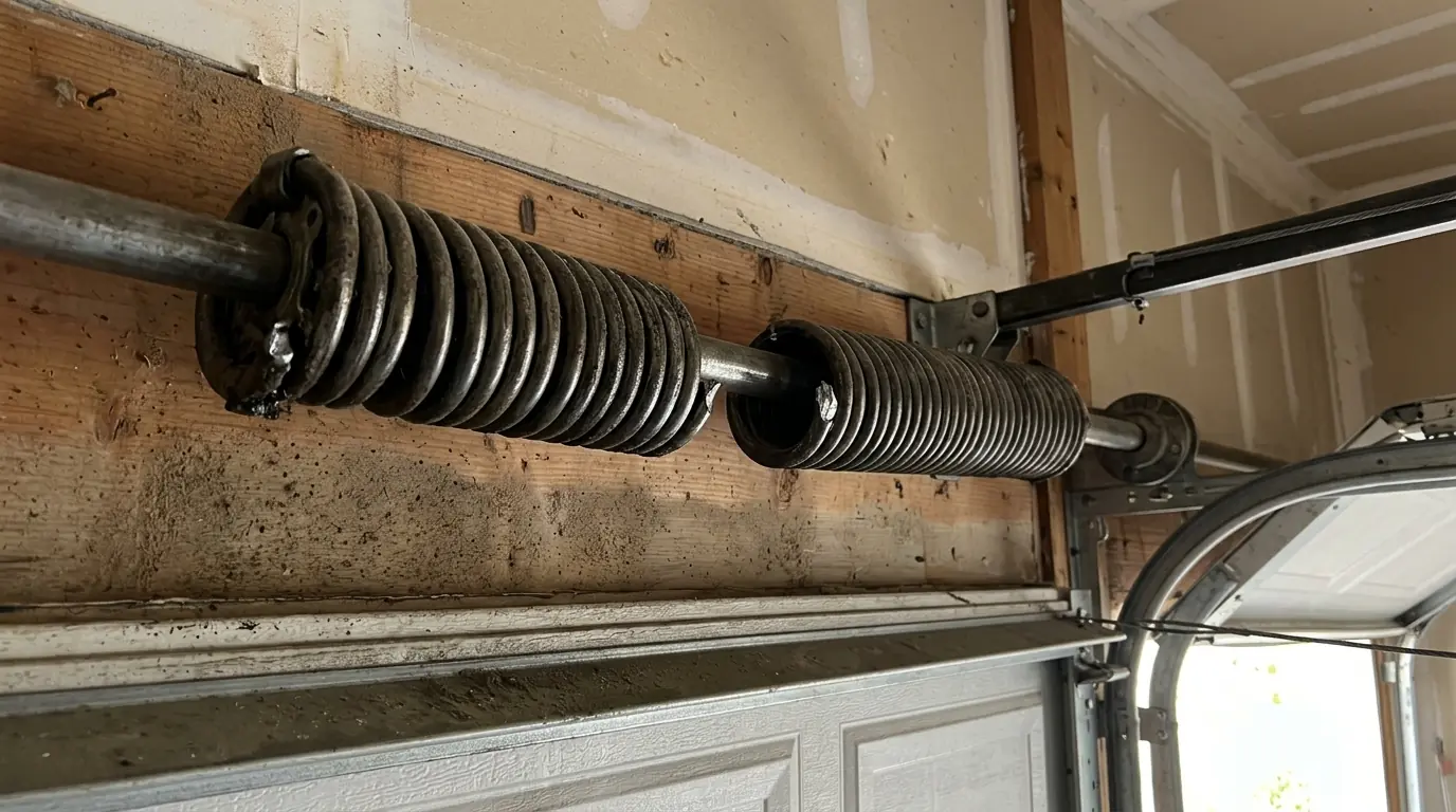 Before: a snapped torsion spring with a clear gap in its coils