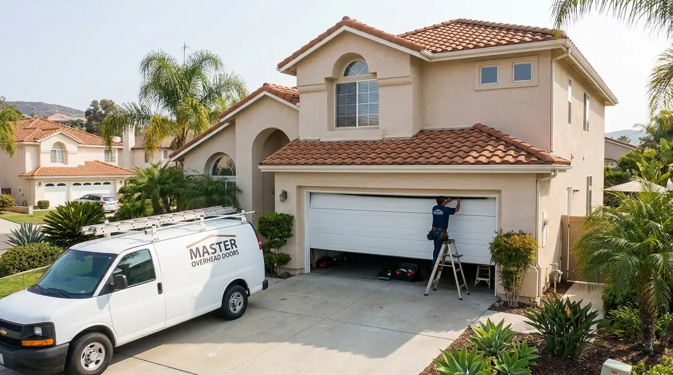 New insulated garage door on a Rancho Peñasquitos home