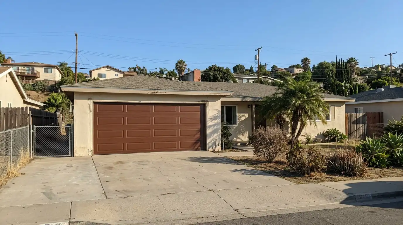 New sectional garage door on an Encanto ranch home