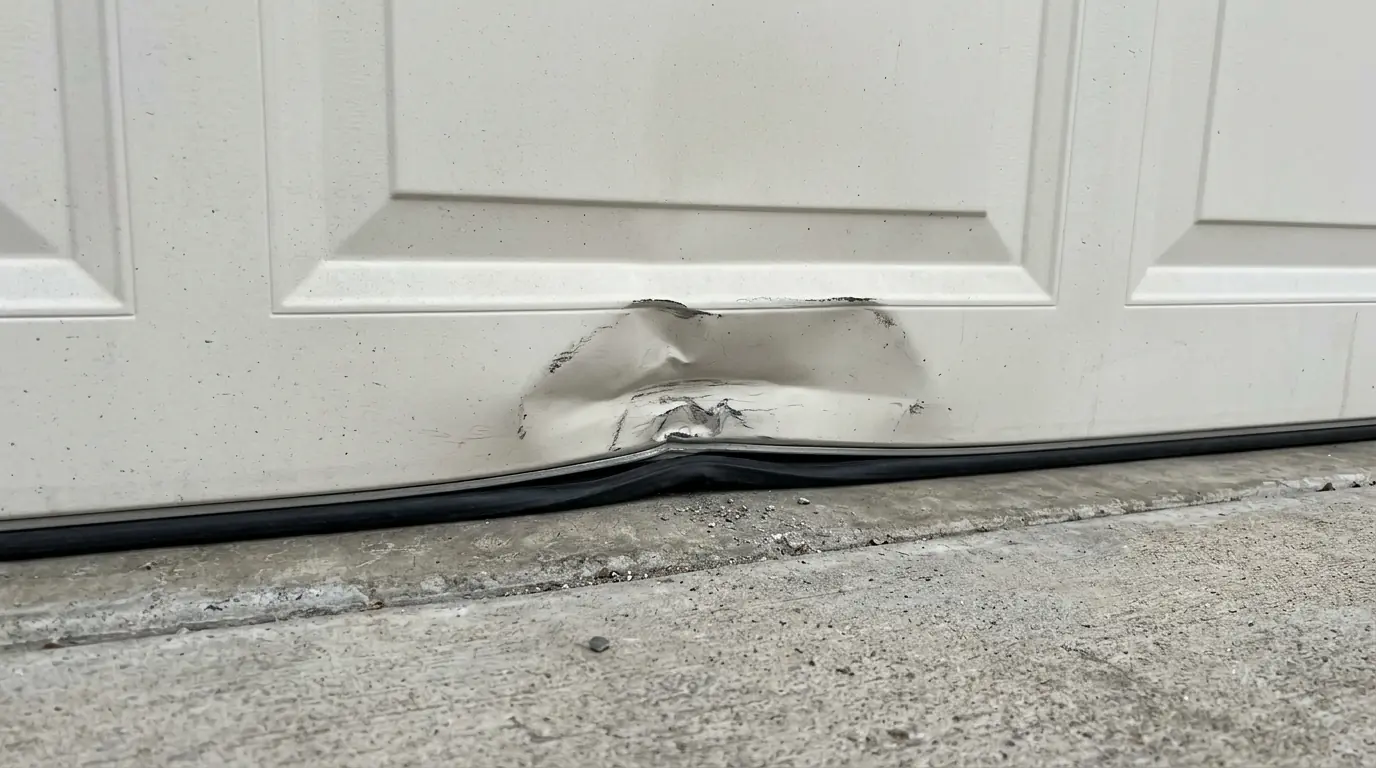 Before: a creased bottom section from a bumper tap