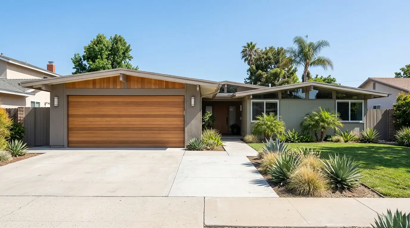 New sectional garage door on a mid-century Clairemont home