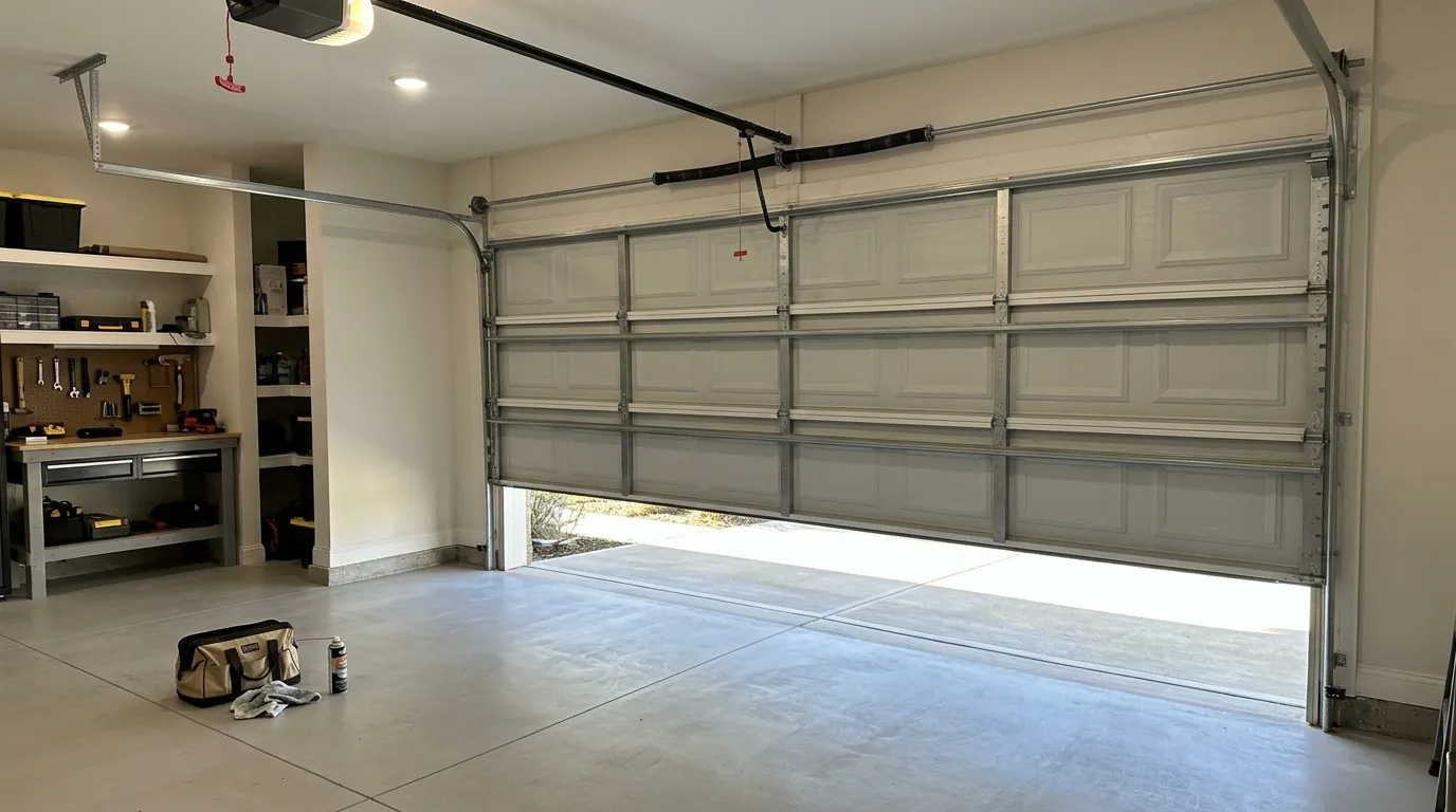 After: a quiet, balanced door held at waist height on manual release