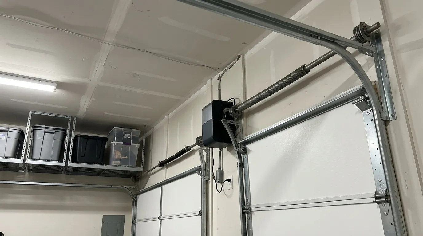 Wall-mount garage door opener with a clear ceiling
