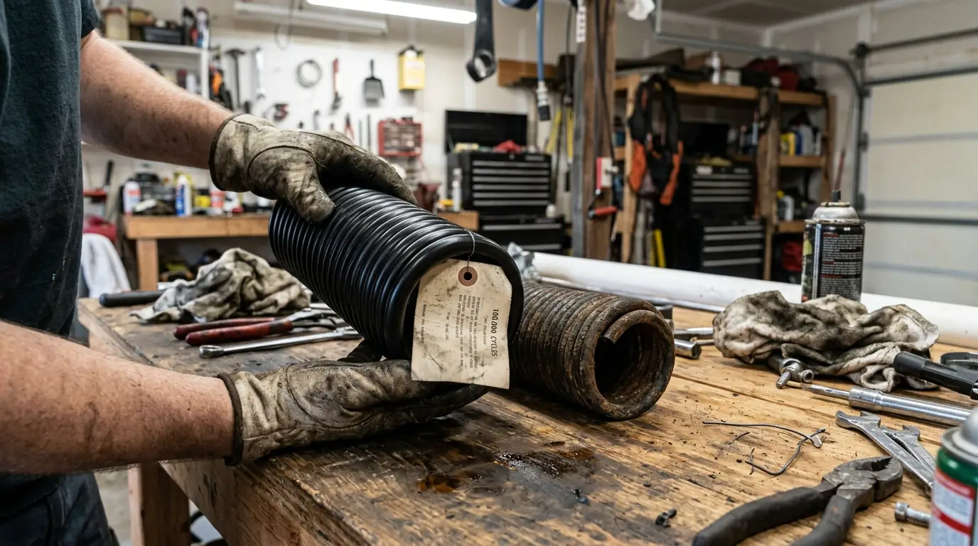 New high-cycle spring beside a worn standard spring